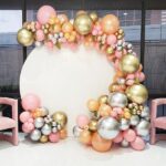 Circular Backdrop Peach Flowers