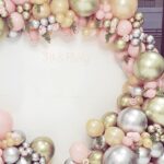 Circular Backdrop Peach Flowers